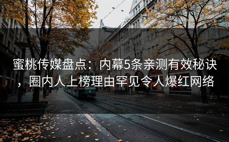 蜜桃传媒盘点:内幕5条亲测有效秘诀,圈内人上榜理由罕见令人爆红网络 蜜桃传媒盘点:内幕5条亲测有效秘诀,圈内人上榜理由罕见令人爆红网络