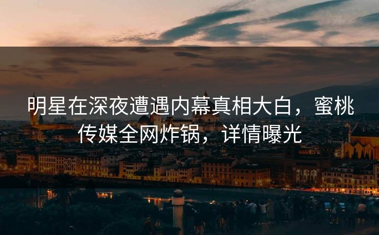 明星在深夜遭遇内幕真相大白，蜜桃传媒全网炸锅，详情曝光